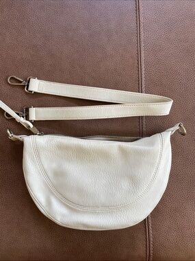 Anthropologie white pebble leather crossbody bag